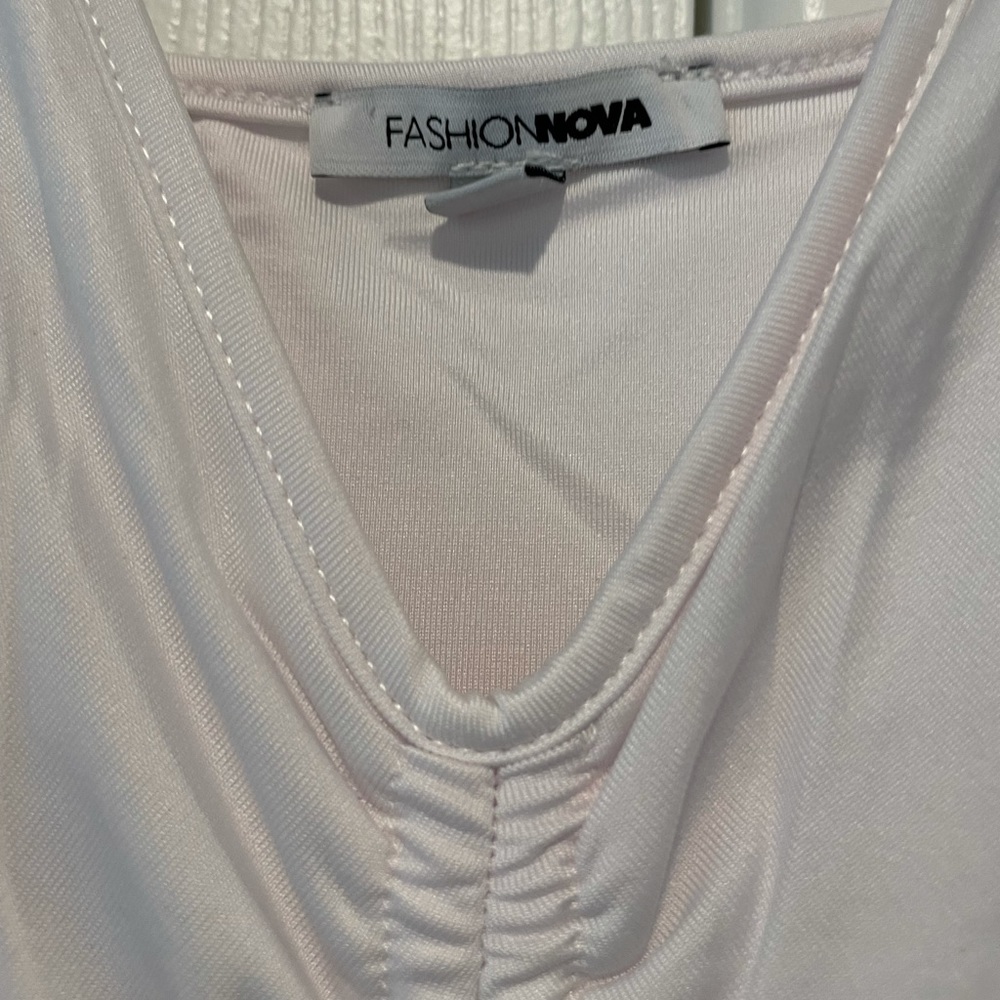 White Rouched Bodycon Mini Dress - Picture 2 of 5
